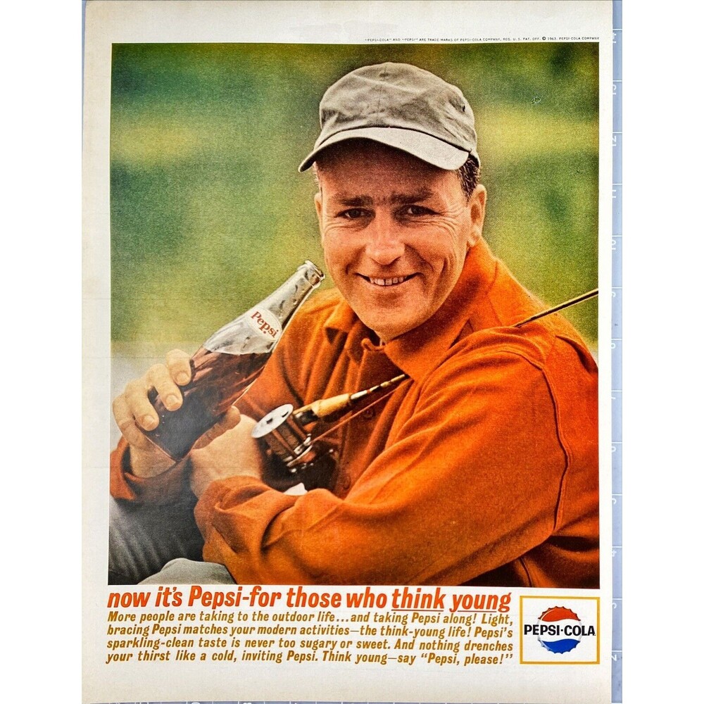 Pepsi-Cola "now it's Pepsi-for those who think young" Vintage Print Ad 1963